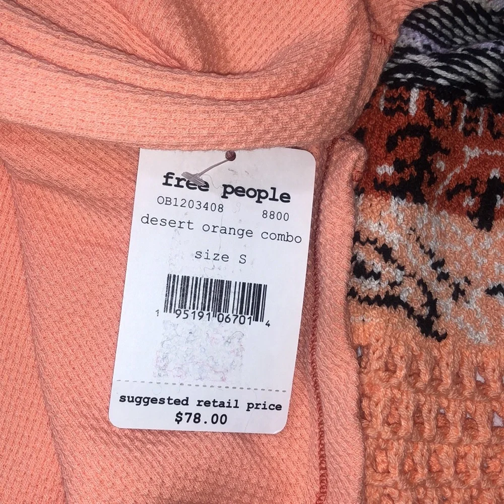 Free People In The Mix Jacquard Cuff Top In Desert Orange